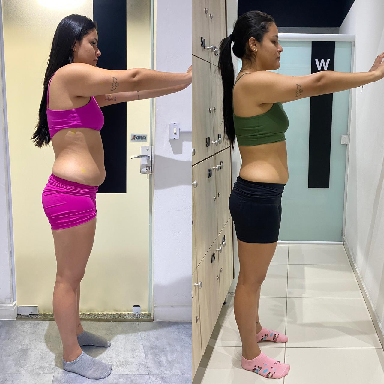 Registro real de antes e depois de uma aluna