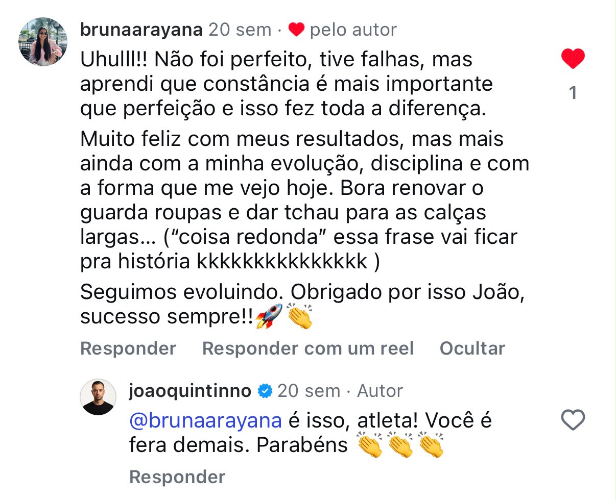 Depoimento real da aluna Bruna