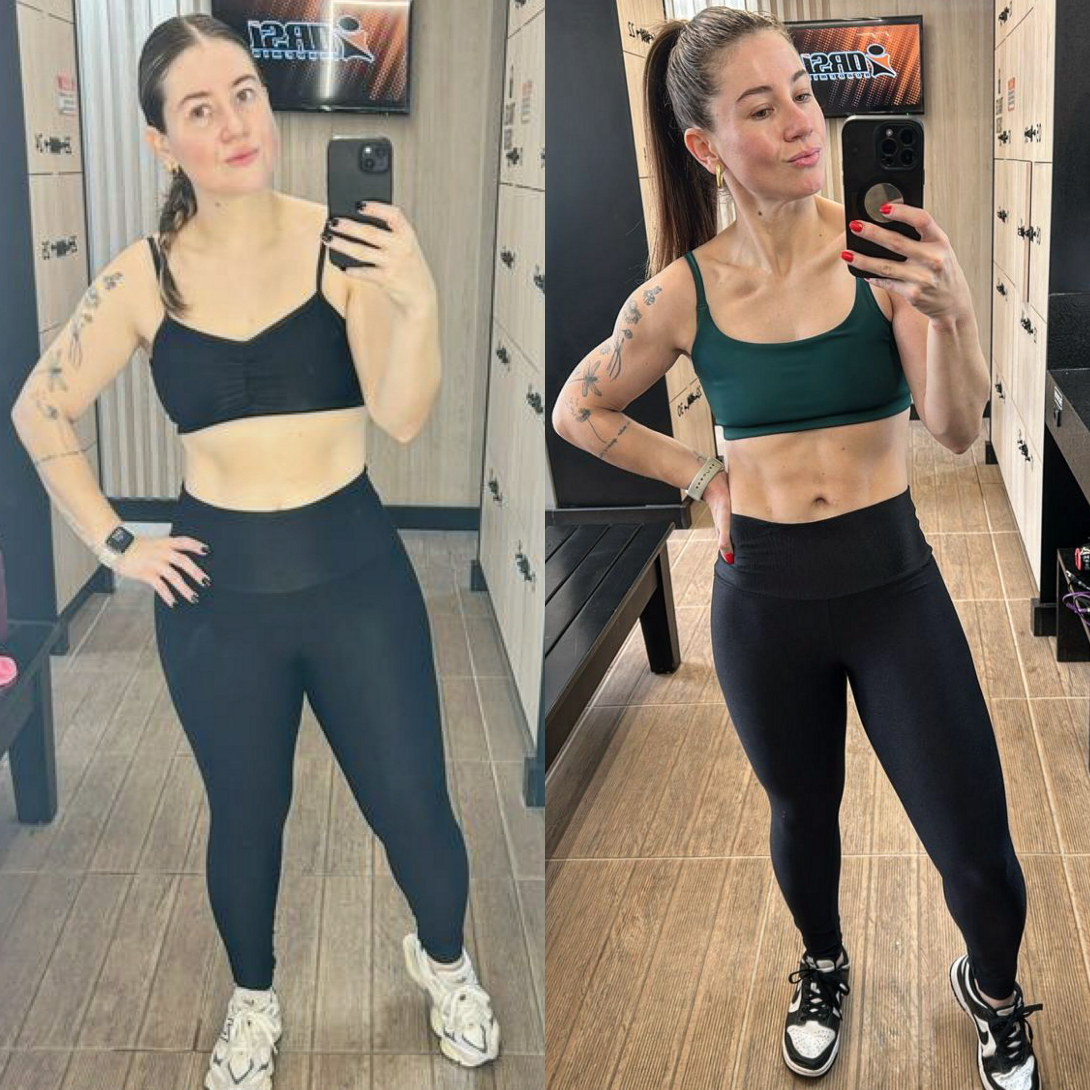 Registro real de antes e depois de uma aluna